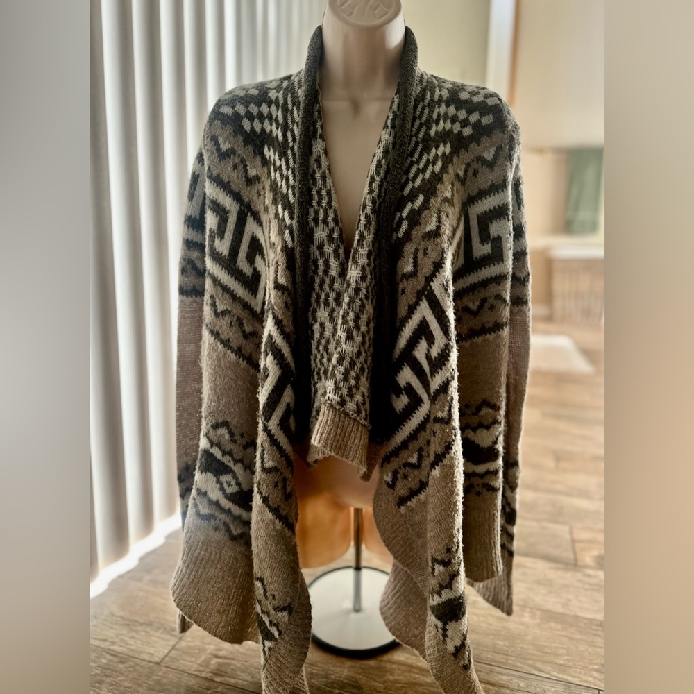 Abercrombie & Fitch Tribal/Boho Waterfall Style Wool Cardigan Sweater Size XS/S